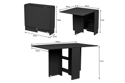 SİLVİA KATLANIR YEMEK MASASI, SİYAH, 140X80