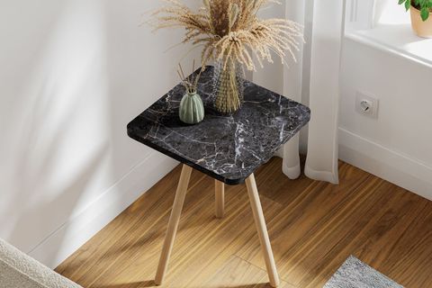 KOZİ KARE AHŞAP AYAKLI YAN SEHPA, SİYAH