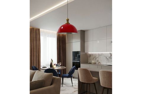 BAMYUM TEKLİ AVİZE, ESKİTME, KIRMIZI
