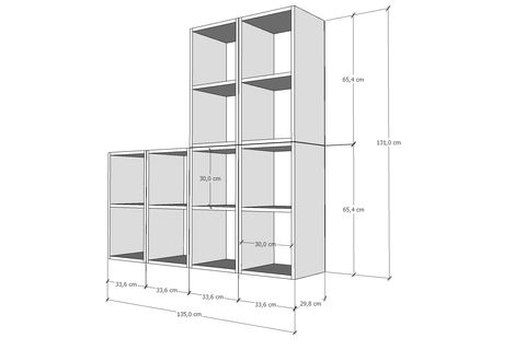 LEKSA RAFLI KİTAPLIK 130 CM BEYAZ KTP-1267