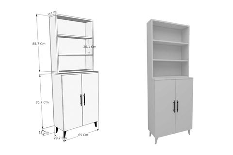 ORAS KLASİK KİTAPLIK, ANTRASİT BEYAZ, 6 RAFLI