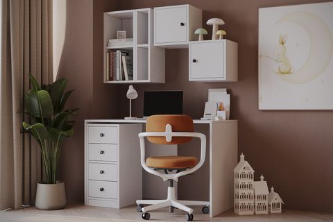 ÇOK FONKSİYONLU MODERN ÇALIŞMA MASASI, KAPAKLI VE ÇEKMECELİ