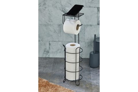 VİPGROSS SİYAH YUVARLAK STANDLI YEDEKLİ WC KAĞITLIK