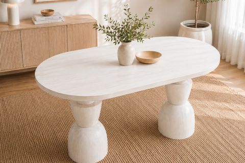 OSCAR OVAL MUTFAK MASASI, BEYAZ, 180 CM
