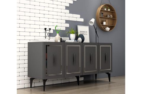 VANNESSA LAZER DESENLİ PLEKSİLİ KONSOL, ANTRASİT GÜMÜŞ