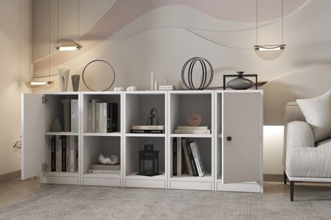 LEKSA 2 KAPAKLI RAFLI KİTAPLIK 160 CM BEYAZ KTP-1174-Ç
