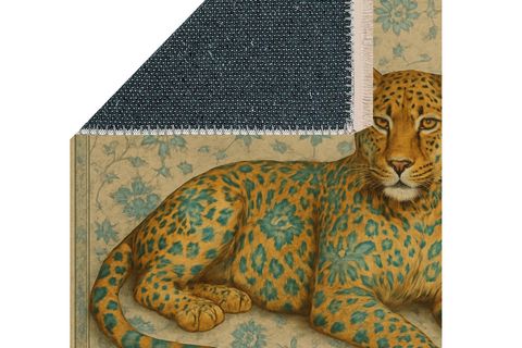 LEOPAR FİGÜRLÜ DEKORATİF HALI, BEJ DESENLİ HALI, DOKUMA TABAN HALI, 331 YNG, 60X120 CM