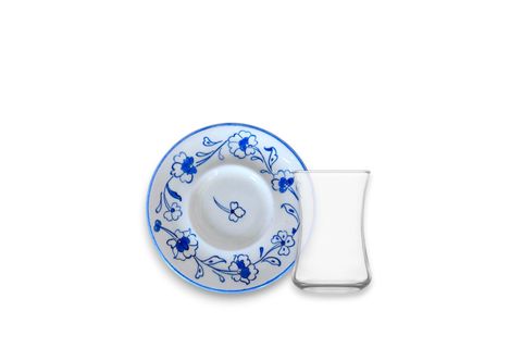 ALTILI ÇAY SETİ MAVİ BEYAZ