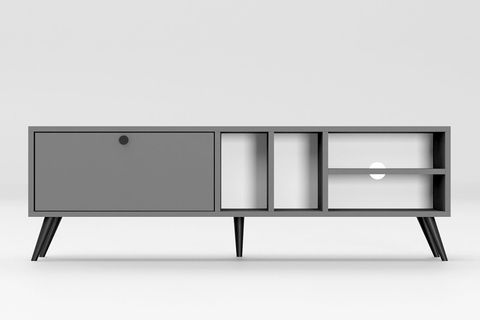 BUKA GENİŞ TEK KAPAKLI TV SEHPASI, ANTRASİT, 140 CM