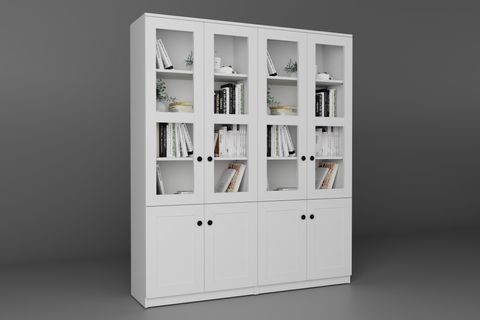 LİSA VİTRİN ÇOK AMAÇLI DOLAP, 8 KAPAKLI, BEYAZ