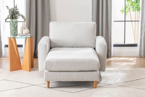 MERLİN DAYBED, İNCE KOL, NATUREL AYAK, RECYCLED KUMAŞ, AÇIK GRİ