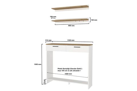 SOLANA PETEK ÜSTÜ DRESUAR, KAHVE KÖŞESİ, 110 CM