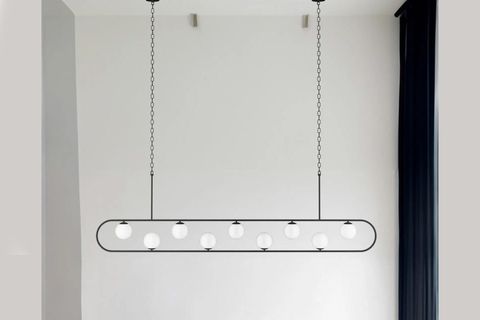 JALE BEYAZ CAMLI SİYAH KASALI AVİZE, 250 CM