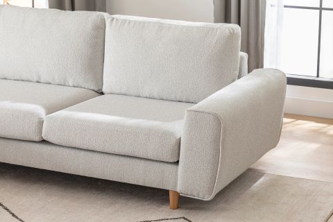 MERLİN MİNİ KÖŞE KOLTUK, NATUREL AYAK, FİTİLLİ KOL, RECYCLED KUMAŞ, AÇIK GRİ