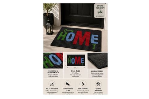 HOME KAYMAZ TABAN KAPI ÖNÜ PASPASI, GRİ, 40X60 CM