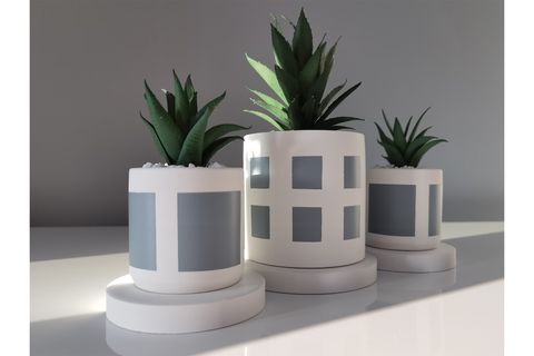 LİV STİL ÜÇLÜ YAPAY ÇİÇEKLİ SUKULENT BETON SAKSI SETİ