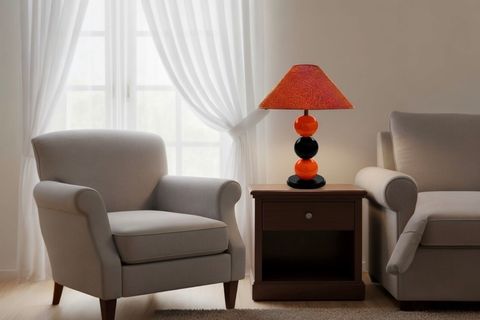 ZEN EL YAPIMI MASİF ABAJUR, KIRMIZI