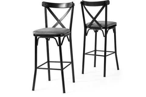 EYLÜL METAL İKİLİ BAR SANDALYESİ, SİYAH GRİ
