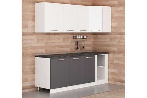 MİNAR 215CM KÖŞE MUTFAK DOLABI BEYAZ ANTRASİT K215A1