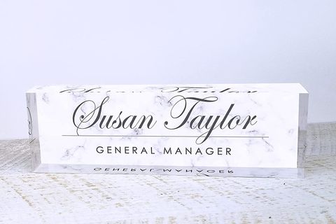 OFİS MASASI İSİMLİK, BEYAZ MERMER 2