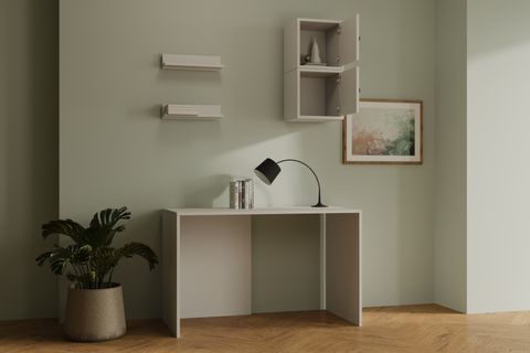 MAKSİMALİST ÇALIŞMA MASASI, 2 KAPAKLI DUVAR RAFLI