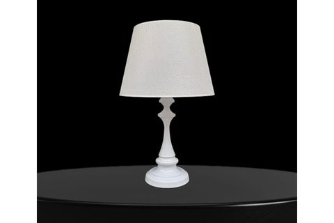 FARO ABAJUR BEYAZ METAL GÖVDELİ, KREM RENGİ ŞAPKALI