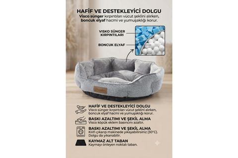 SPRİT EVCİL HAYVAN YATAĞI, GRİ, MEDİUM