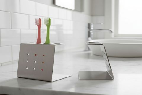 PASLANMAZ ÇELİK DİŞ FIRÇALIK STANDI, GÜMÜŞ GRİ, 10108 CM