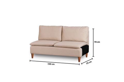 PAFU LUNGO KETEN İKİLİ KOLSUZ MODÜL, KREM