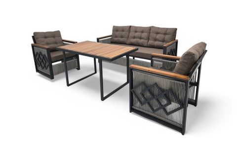 BERRA METAL ÜÇLÜ OTURMA GRUBU, GRİ