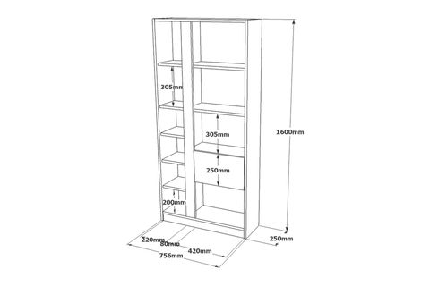 ROBİN HOME KAPAKLI KİTAPLIK, KAPAKLI, 160 CM, DG21