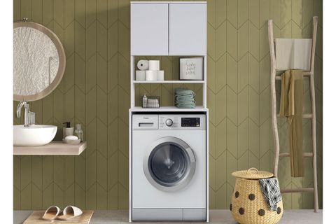 BLESK ÇAMAŞIR MAKİNESİ DOLABI, CEVİZ, BEYAZ