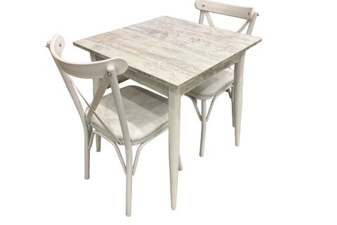 MENDEL MASA VE BAHAR ÇAPRAZ SANDALYE TAKIMI, KRİSTAL, 70X70