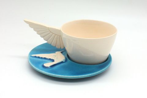 KANAT BARDAK VE TABAK SET, TURKUAZ