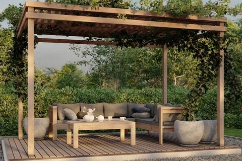 LOTUS AHŞAP BAHÇE KÖŞE TAKIMI, GRİ