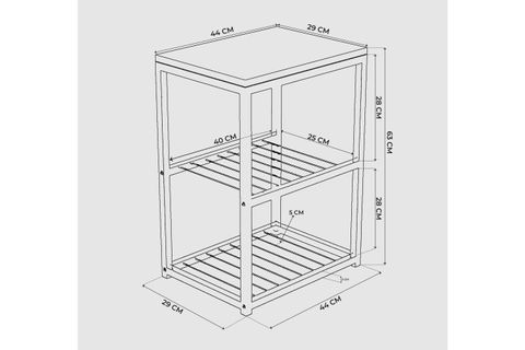 TEDİ METAL AYAKLI DEKORATİF TEL RAFLI YAN SEHPA, SİYAH