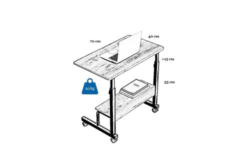 YÜKSEKLİK AYARLI RAFLI LAPTOP SEHPASI, ANTRASİT, 70X40