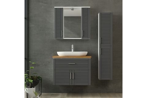 VERA BANYO DOLABI 22, BEYAZ ANTRASİT, 100 CM