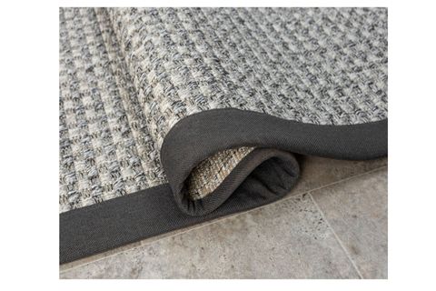 BORDÜRLÜ HASIR DOKULU SİSAL MAKİNE HALISI, GRİ, 100X450