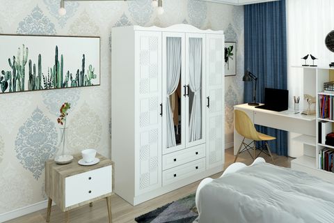 HİRA 4 KAPAK 2 CEKMECE PERDELİ GARDIROP