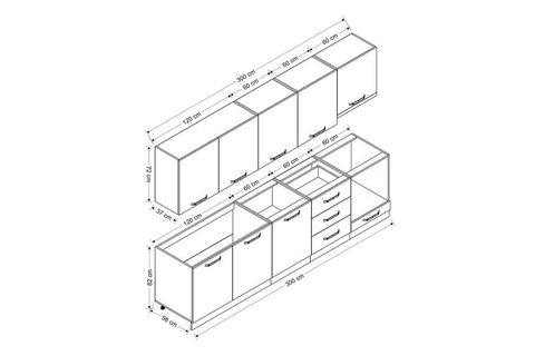 MİNAR BASİC 300 CM MUTFAK DOLABI BEYAZ 300-B12