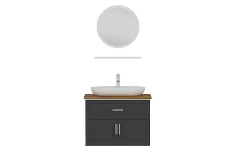 SANYA BANYO DOLABI AS2K1Ç73, BEYAZ ANTRASİT, 85CM