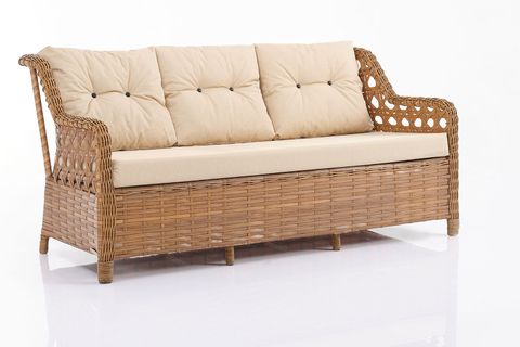 EREN RATTAN PUFLU 3+1+1 BAHÇE BALKON TAKIMI, KAHVE