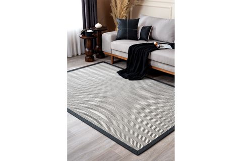 SİSALO BORDURE KREM SİYAH SİSAL HALI, SİYAH BORDÜR B3421E, 80X250