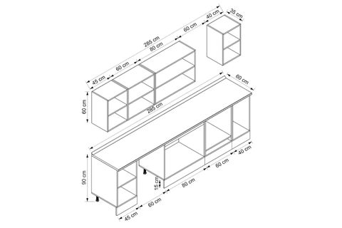 ALVİNKA 285X210 CM KLASİK MEBRAN MUTFAK DOLABI, M E80S45S40 3 MEBRAN KUMTAŞI SUNTALAM