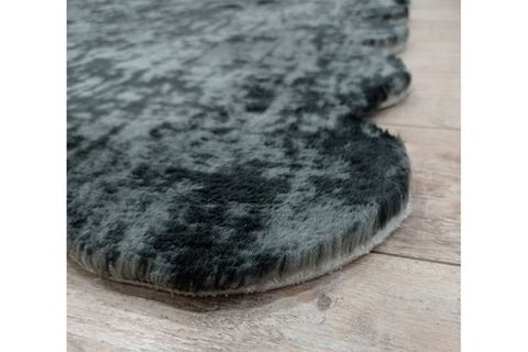 BALAT HALI UZUN TÜYLÜ PELUŞ, LAZER KESİM, KOYU GRİ, 80X150