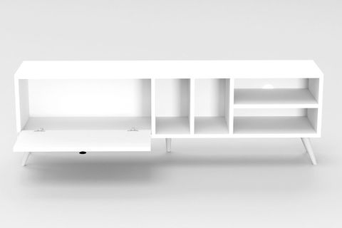 BUKA GENİŞ TEK KAPAKLI TV SEHPASI, BEYAZ, 140 CM
