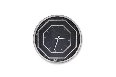 SİLVER METAL ÇERÇEVELİ OCTAGONAL DESİGN WALL SAAT 60 CM