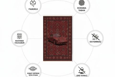 BORDO VİNTAGE CAR DOKUMA TABAN HALI, 495 YNG, 80X150 CM