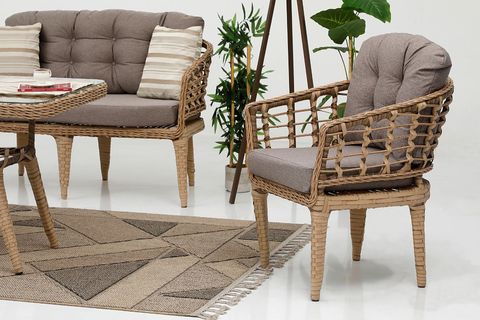 VARAGO RATTAN BAHÇE BALKON SETİ, KREM